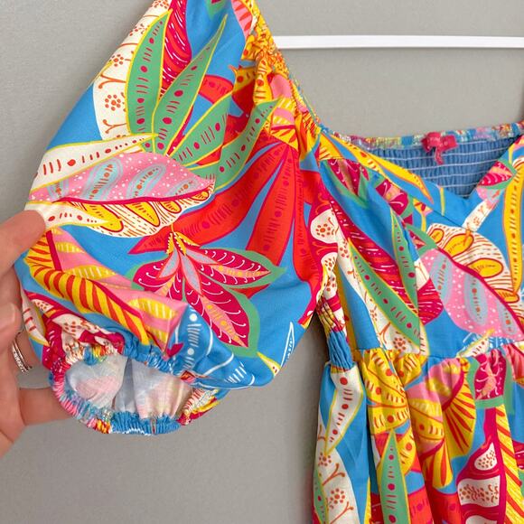 Flying Tomato Blue and Pink Puff Sleeve Sundress - Picture 5 of 13